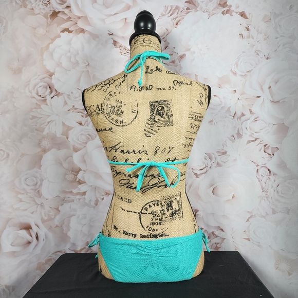 Turquoise Triangle Halter Bikini Set XS - Picture 4 of 8